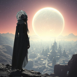 A solitary woman, gazing out from a crystalline observatory.jpg