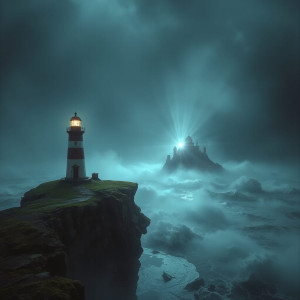 A lonely, forgotten lighthouse stands sentinel on a jagged cliff - JXI.jpg