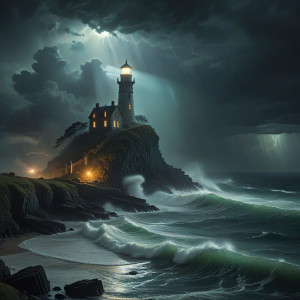 A lonely, forgotten lighthouse stands sentinel on a jagged cliff - BXL.jpg