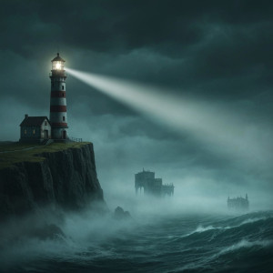 A lonely, forgotten lighthouse stands sentinel on a jagged cliff - G4.jpg