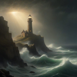 A lonely, forgotten lighthouse stands sentinel on a jagged cliff - MXL.jpg