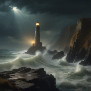 A lonely, forgotten lighthouse stands sentinel on a jagged cliff - О9.jpg