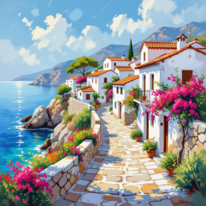 An ancient stone path meanders through a quaint seaside village - Н11.jpg