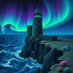 An ancient, abandoned lighthouse stands on a cliff.jpg