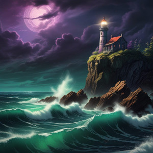 An ancient, abandoned lighthouse stands on a cliff - FX.jpg