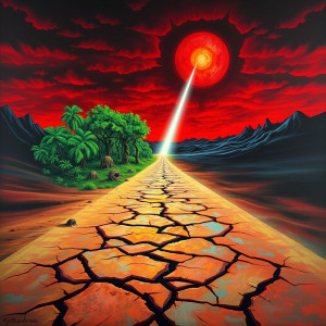 A desolate, cracked desert path that splits into two distinct dream worlds.jpg