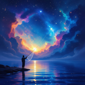 A lone fisherman stands on the edge of a cosmic ocean.jpg