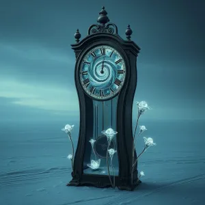 an-antique-grandfather-clock-its-face-showing-a-swirling-vortex-of-galaxies-stands-alone-on-a-vast-f.webp