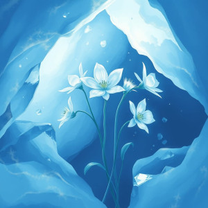 Inside a cavern of pure ice, a bouquet of ethereal ice flowers.jpg