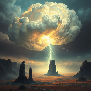 A colossal, sentient storm cloud shaped like a forgotten deity.jpg
