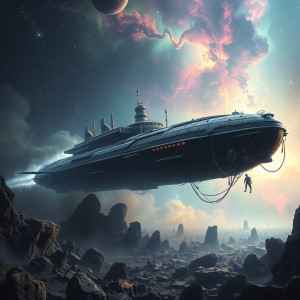 A colossal, ancient spaceship, resembling a leviathan.jpg