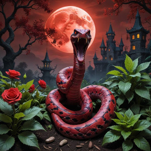 Giant poisonous viper in haunted garden under blood moon - АXL.jpg