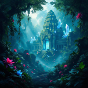 A vibrant, bioluminescent jungle teeming with alien flora and fauna - Н11.jpg