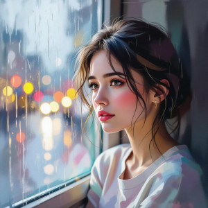 A portrait of a woman gazing out of a rain-streaked window.jpg