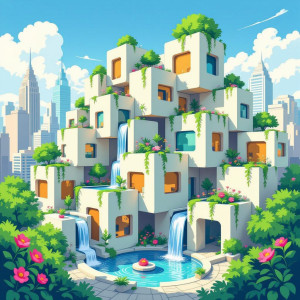 A vibrant cityscape where buildings are composed of clean.jpg