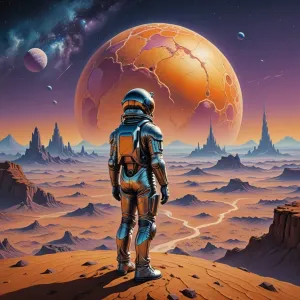 An astronaut stands on a vast, crystalline desert planet.webp