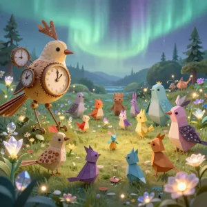 A surreal dreamscape where clockwork birds.webp