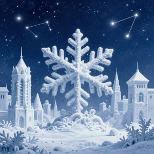 A surreal landscape where massive, intricate snowflakes have fallen.jpg