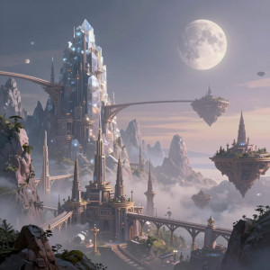 An alien cityscape built into the side of a colossal, crystalline mountain.jpg