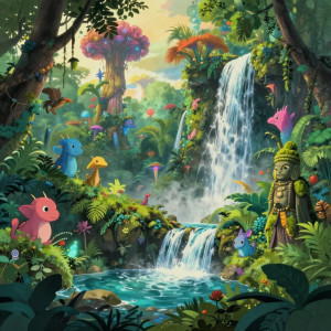 A vibrant, hidden jungle paradise teeming with fantastical, luminescent creatures.jpg