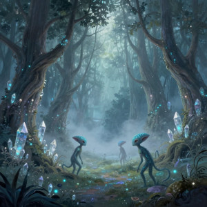 An ethereal, otherworldly forest where trees are made of glowing crystal.jpg