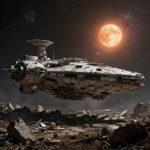 A colossal, derelict spaceship graveyard floating in the void of space.jpg