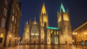 Magnificent Catholic cathedral in Dublin at night - ССXL.jpg