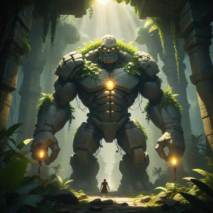 A colossal, ancient stone golem, covered in glowing runes - ССXL.jpg