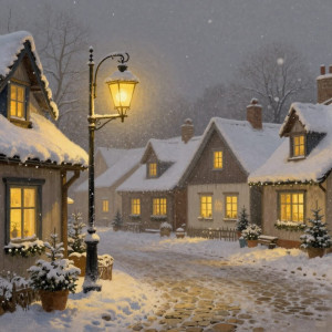 A quaint, snow-covered village square on Christmas Eve.jpg