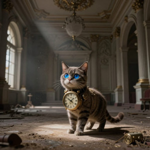 A whimsical, clockwork feline with sapphire eyes.jpg