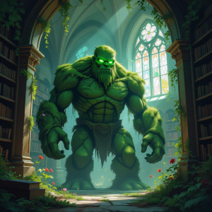 A colossal, moss-covered golem stands guard at the entrance.jpg