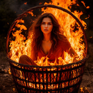 Beautiful woman sits inside burning basket - S01.jpg