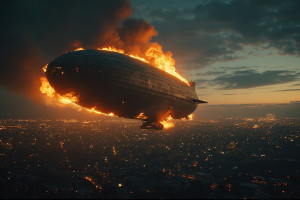 Giant burning airship in night sky over modern city - P2.jpg