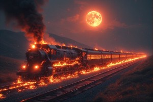 Burning train on railway to Hell under Blood Moon - P4.jpg