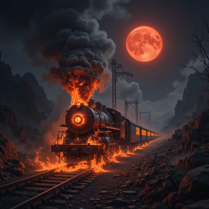 Burning train on railway to Hell under Blood Moon - PL1.png