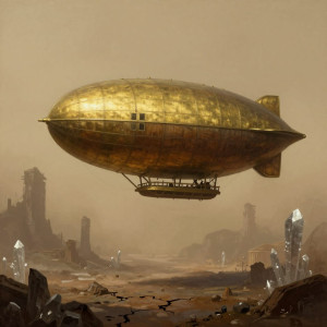 An intricate airship, crafted from polished brass and dark wood.jpg