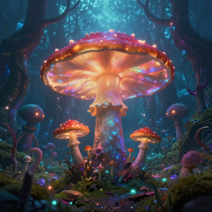 A giant, sentient mushroom forest pulses with an inner light.jpg