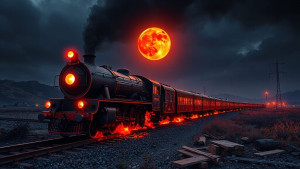 Burning vintage train on railway to Hell under Blood Moon - JFL.jpg