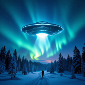 Giant UFO over Scandinavian forest under Aurora borealis - H11.jpg