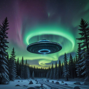 Giant UFO over Scandinavian forest under Aurora borealis - АXL.jpg