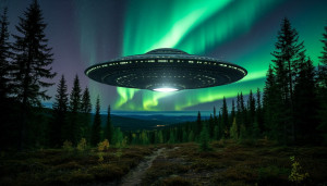 Giant UFO over Scandinavian forest under Aurora borealis - S1.jpg