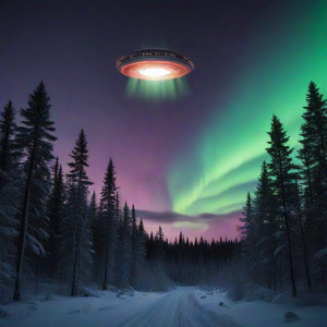 Giant UFO over Scandinavian forest under Aurora borealis - J9.jpg