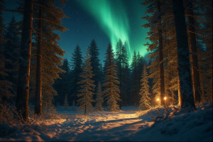 Scandinavian forest under Aurora borealis - Р1.jpg