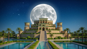 Hanging Gardens of Babylon under full round moon - Н11.jpg
