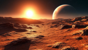 Каменистая пустыня на далёкой планете под двойным солнцем - 1.jpg