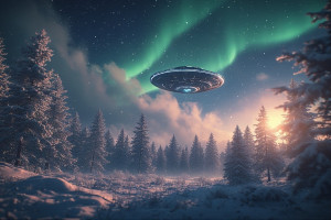 Giant UFO over Scandinavian forest under Aurora borealis - P2.jpg