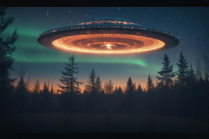 Giant UFO over Scandinavian forest under Aurora borealis - P4.jpg