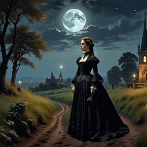 Gothic lady under full moon.png