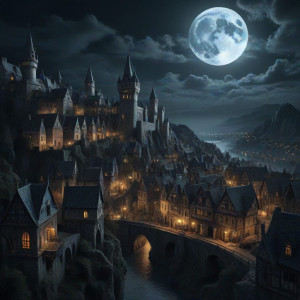 Medieval city of nightmares under full round moon - JХ.jpg