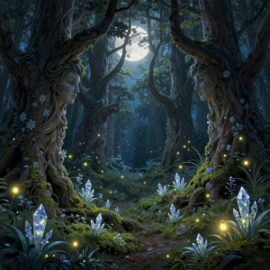 Enchanting forest clearing bathed in dappled moonlight.jpg